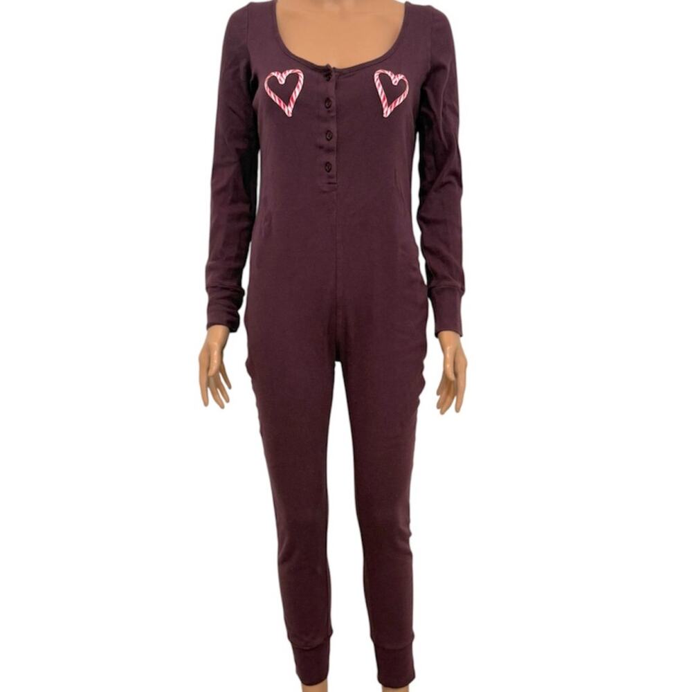 Victoria's Secret PINK small candy cane heart pajama suit one piece TLS1 3574